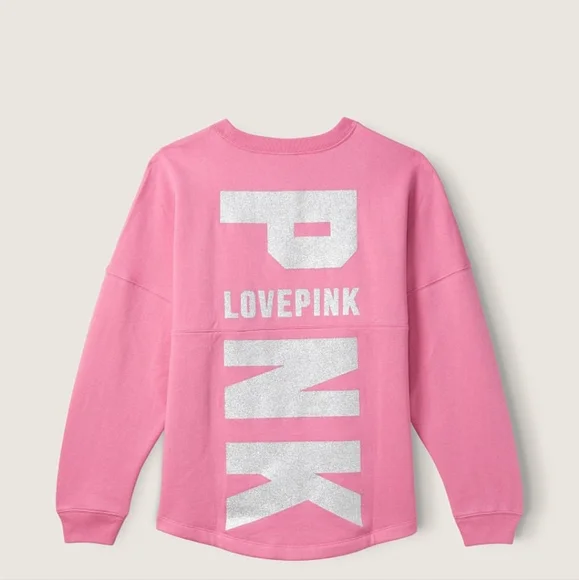 VS PINK Varsity Crewneck Sweatshirt with Glitter Logo - Picture 3 of 9